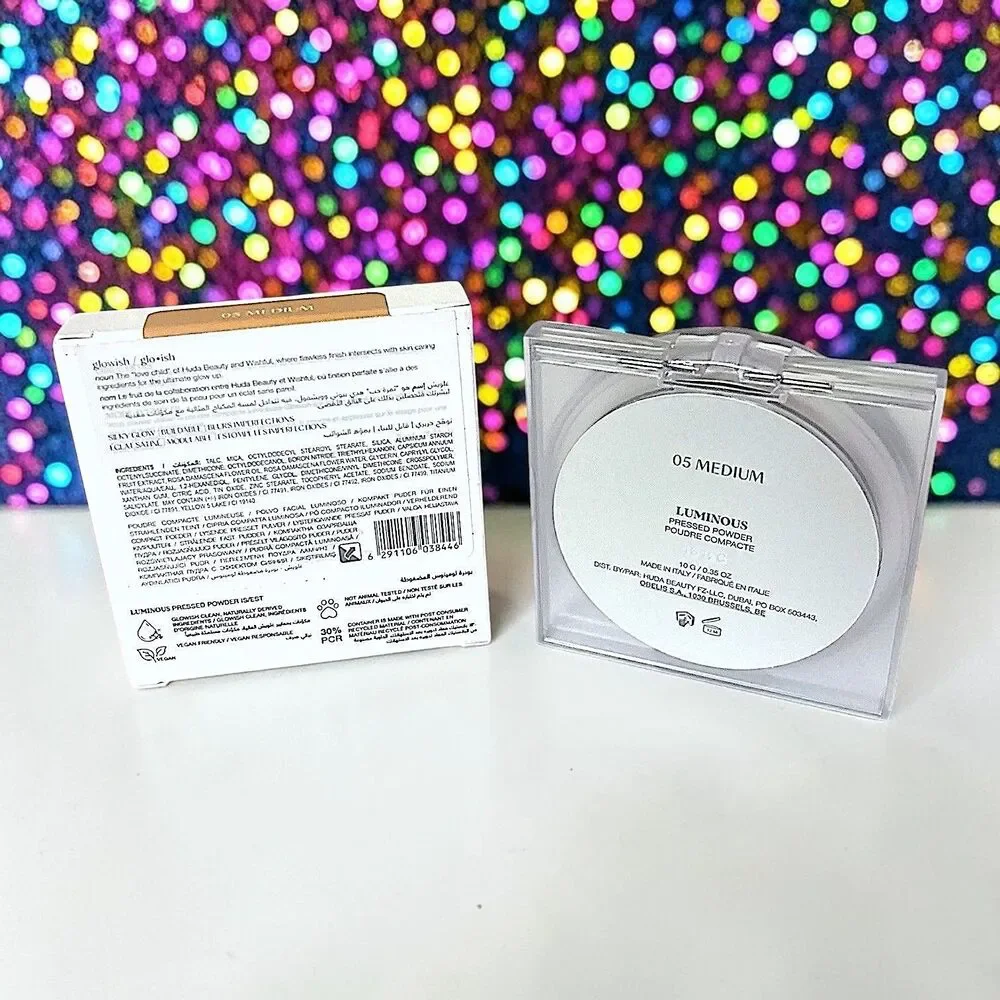 Glowish by Huda Beauty Luminous Pressed Powder in 05 Medium 0.35 Oz New in Box